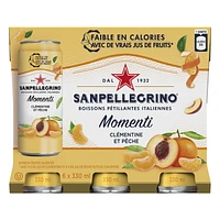 SAN PELLEGRINO MOMENTI Sparkling Water Clementine Peach – 6x330mL, 6 x 330ml Cans