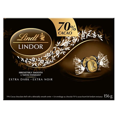 Lindt LINDOR 70% Cacao Dark Chocolate Truffles, 156-Gram Box, 156 g