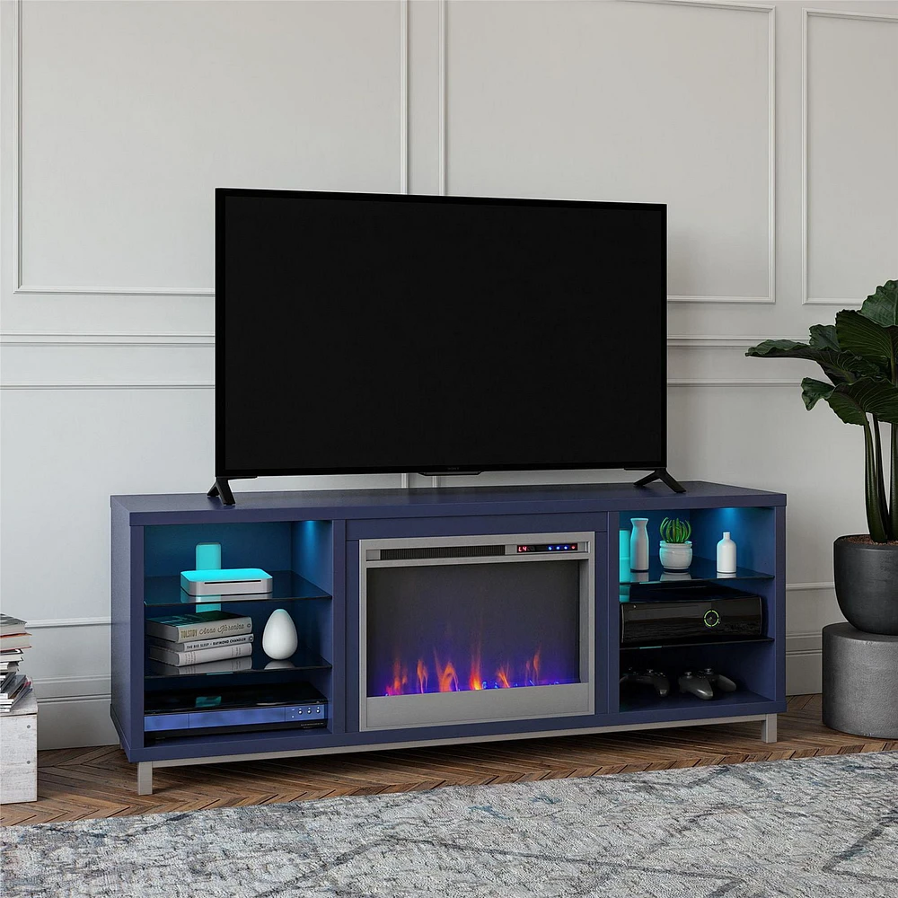 Lumina Deluxe Fireplace TV Stand for TVs up to 70", Blonde Oak