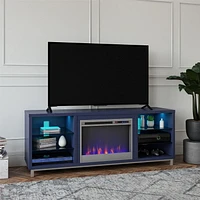 Lumina Deluxe Fireplace TV Stand for TVs up to 70", Blonde Oak
