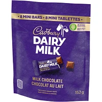 Cadbury Dairy Milk, Milk Chocolate, Mini Chocolate Bars, 8 count, 152g