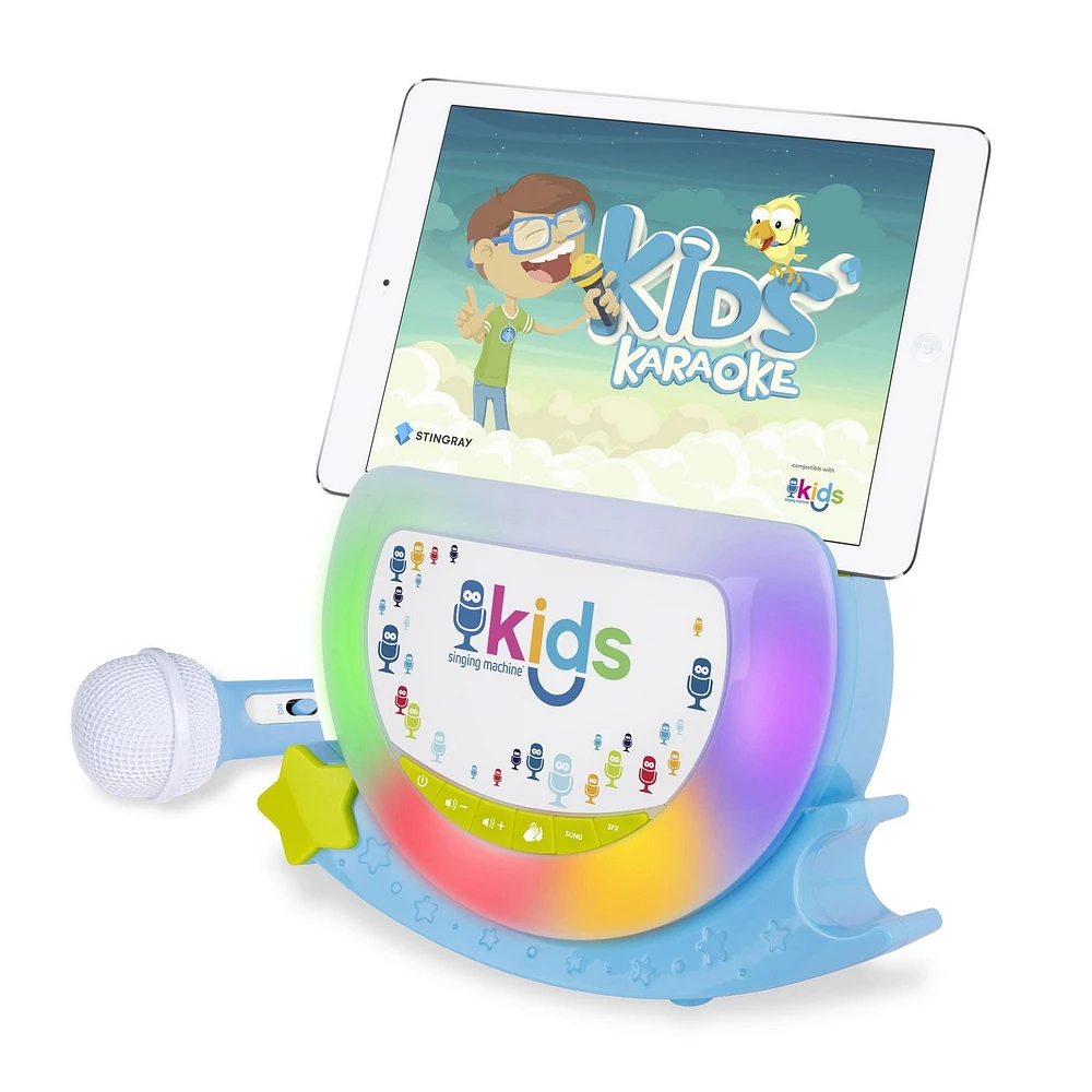 Singing Machine Kids Portable Shooting Star Sing-Along Speaker, with pre-recorded songs, sound effects.