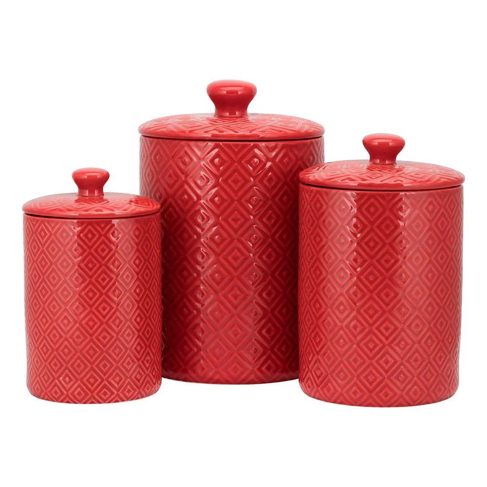10 Strawberry Street Diamond Ensemble de 3 bidons, rouge