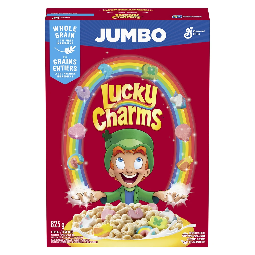 Lucky Charms, Céréales de Petit Déjeuner Avec des Guimauves,Grains Entiers, Format Geant, 825 g 825g