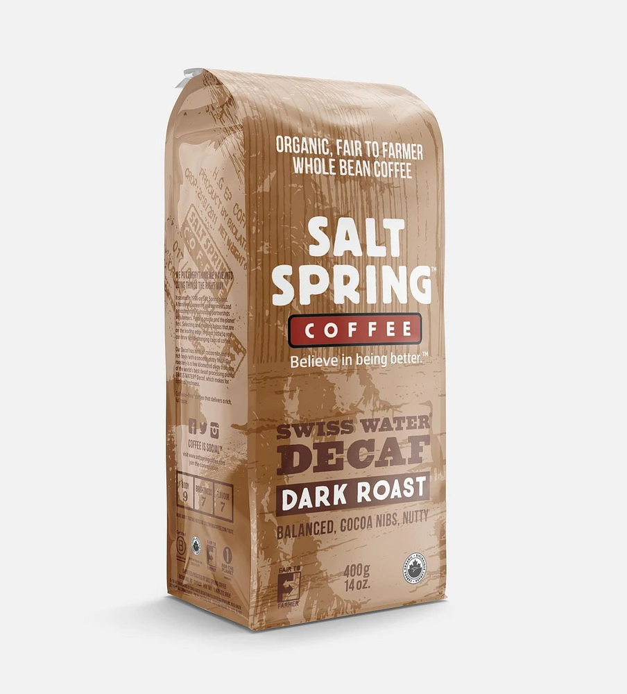 Salt Spring Coffee Organic Decaffeinated Dark Roast Coffee