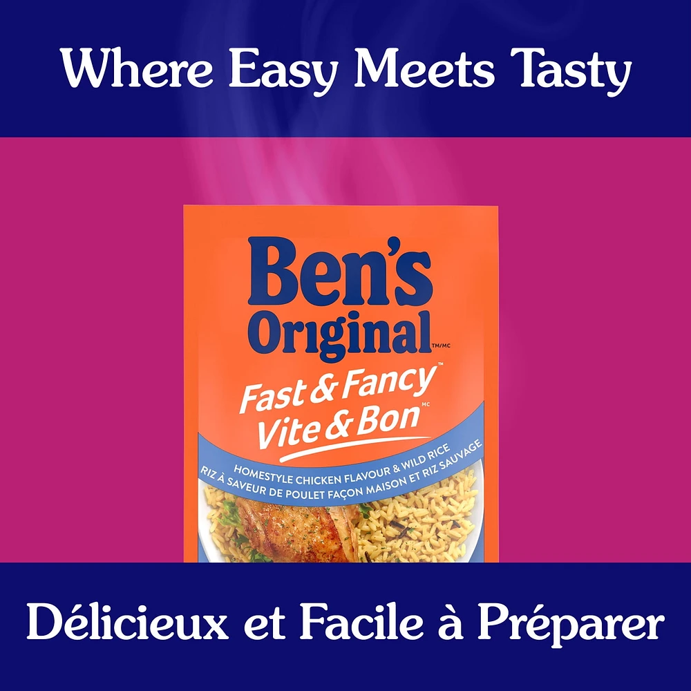 BEN'S ORIGINAL FAST & FANCY Homestyle Chicken Flavour & Wild Rice, 132g pouch, Perfect Every Time™