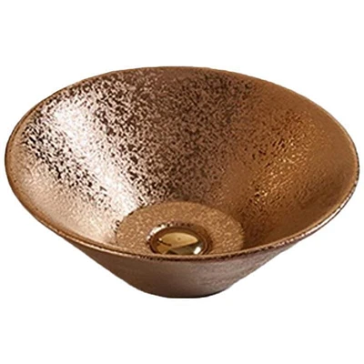 American Imaginations -in. W Above Counter Oil Rubbed Bronze Bathroom Vessel Sink For Deck Mount Deck Mount Drilling AI