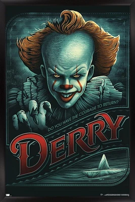 IT - Pennywise Derry Wall Poster, 14.725" x 22.375" Framed