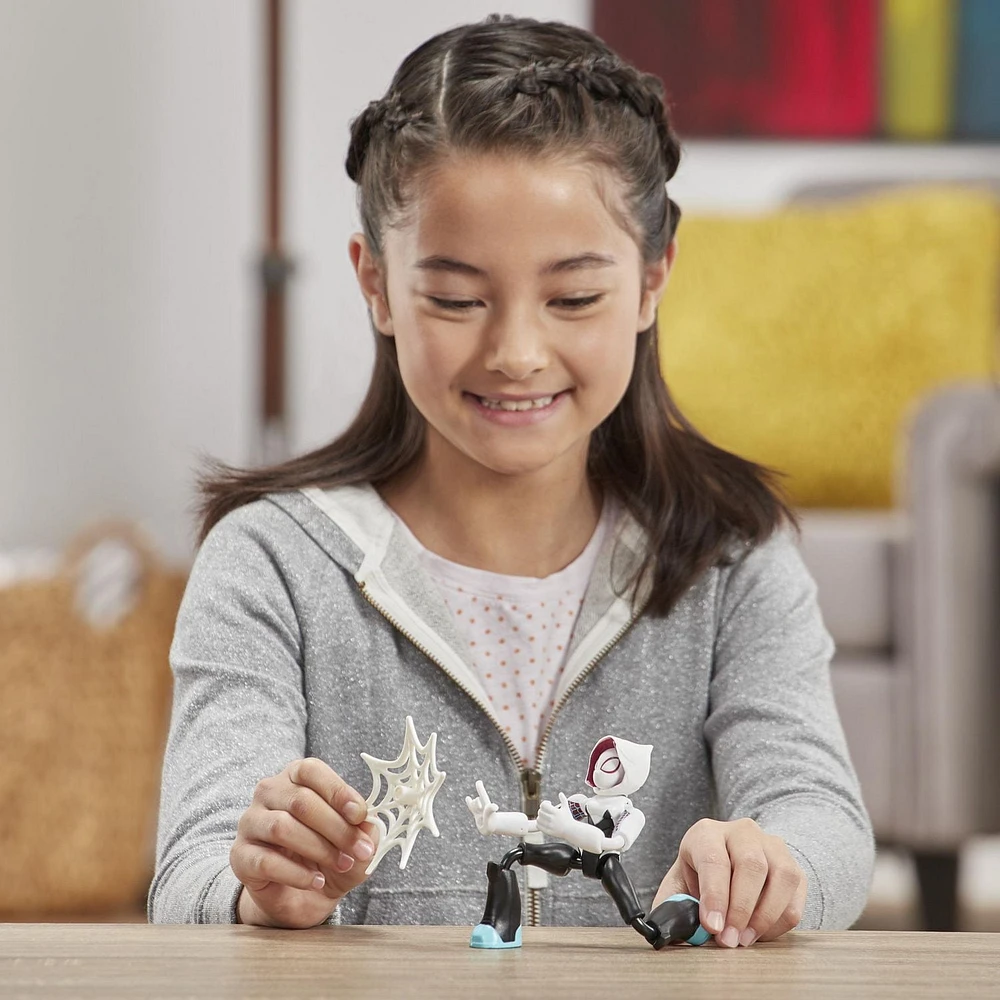 Marvel Spider-Man Bend and Flex  - Figurine flexible Ghost-Spider de 15 cm, incluant accessoire, pour enfants à partir de 6 ans