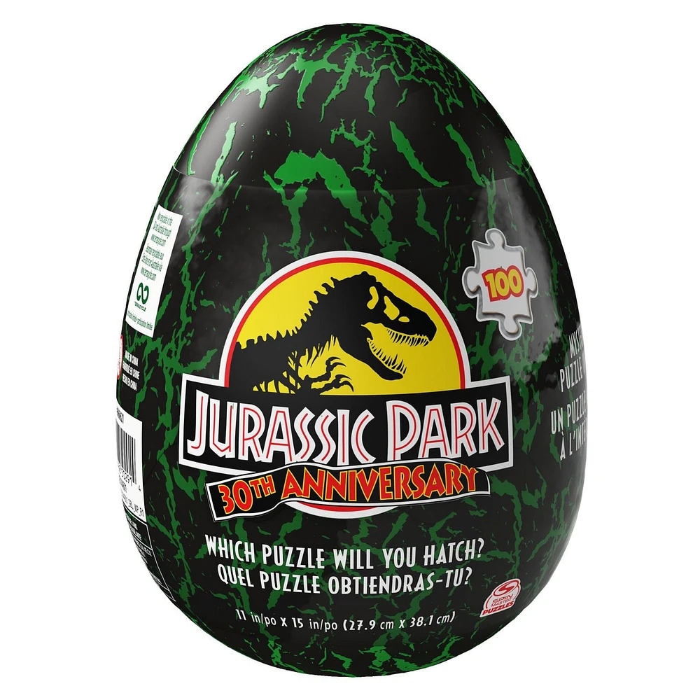 Jurassic World, Puzzle mystère de 100 pièces, Film parc de dinosaures avec emballage en forme d'œuf, pour adultes et enfants à partir de 4 ans