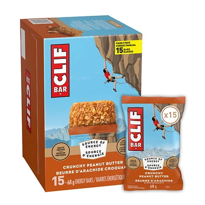 CLIF BAR Energy Bars, Crunchy Peanut Butter, Granola Bar, High in Protein, Contains 70% Organic Ingredients, (Pack of 15), 1.02 kg