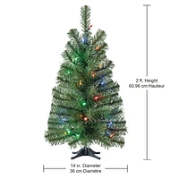 Holiday Time Arbre de Noël artificiel Épinette Complet Régulier Noble Pré-Éclairé de 24 po (60,96 cm) - Vert