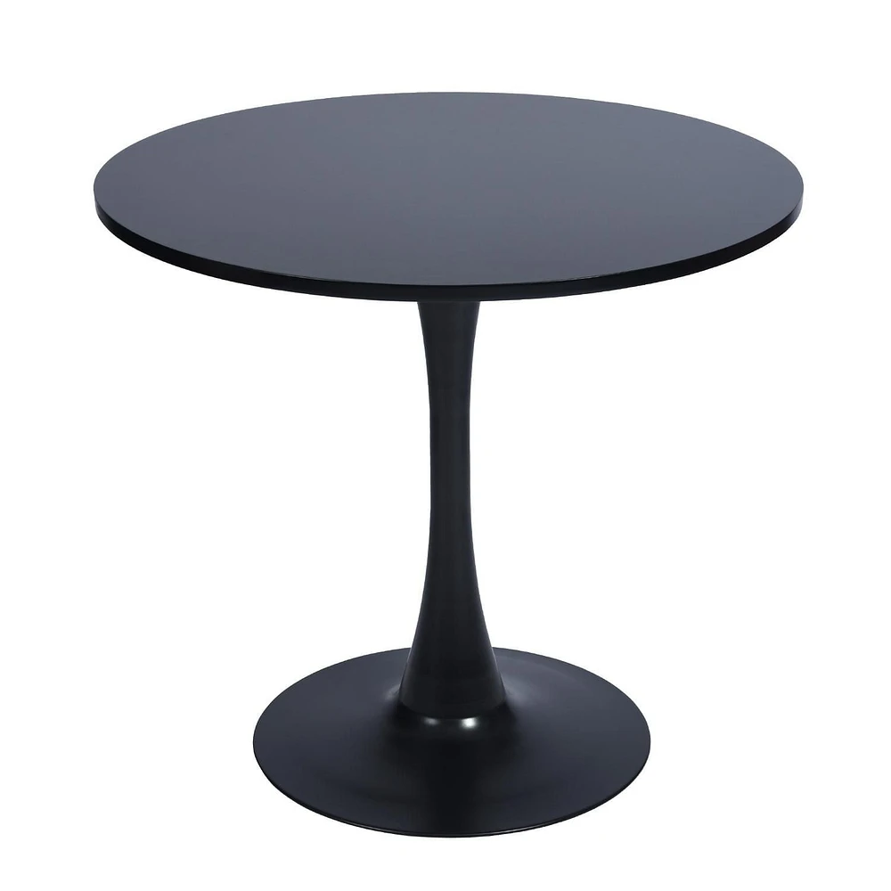 Table à manger ronde moderne Homy Casa de 31,5 pouces de diamètre - Table de bistro élégante avec base stable, blanc/noir