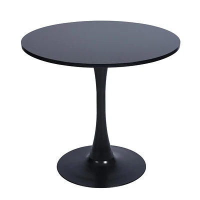 Table à manger ronde moderne Homy Casa de 31,5 pouces de diamètre - Table de bistro élégante avec base stable, blanc/noir
