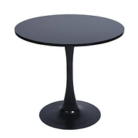 Homy Casa 31.5 Inch Dia Modern Round Dining Table - Sleek Bistro Table with Stable Base, White/ Black