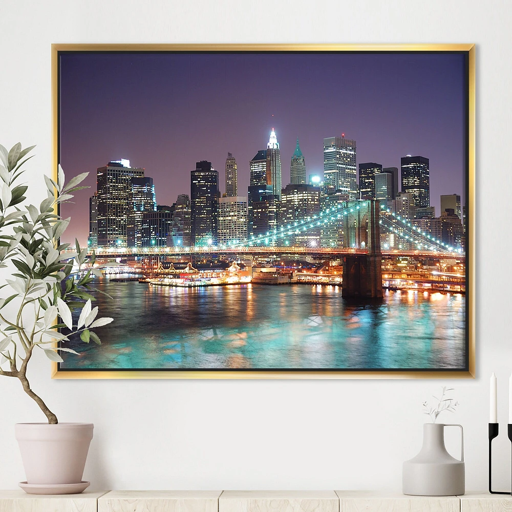 Design Art New York City Manhattan Skyscrapers Framed Canvas Art Print