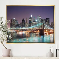 Design Art New York City Manhattan Skyscrapers Framed Canvas Art Print