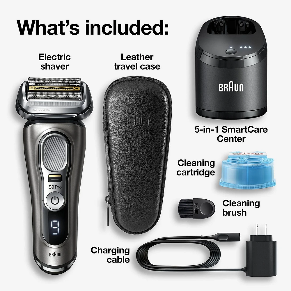 Rasoir électrique rechargeable Series 9 Pro 9465cc pour hommes, peau sèche et mouillée, système Nettoyage et recharge