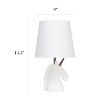 Simple Designs Lampe de table licorne blanche étincelante