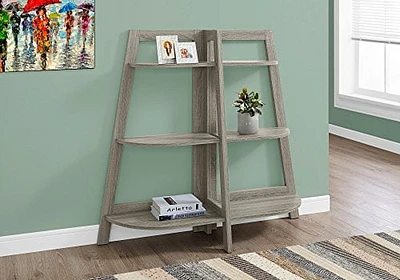 Monarch Specialties Dark Taupe Accent Etagere Bookcase, 48