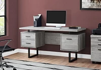 Monarch Specialties Computer Desk, Home Office, Laptop, Left, Right Set-up, Storage Drawers, 60"l, Work, Metal, Laminate, Grey, Black, Contemporary, Modern