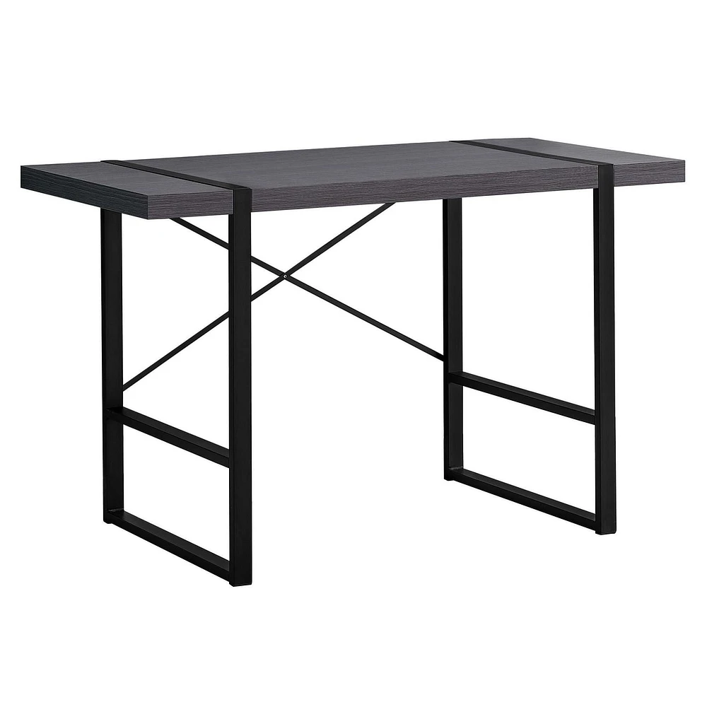Monarch Specialties Computer Desk, Home Office, Laptop, 48"l, Work, Metal, Laminate, Grey, Black, Contemporary, Modern