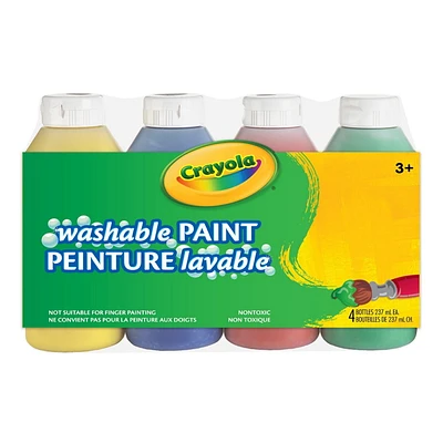 Crayola Washable Paint, 4 Pack, 4 - 236 ml bottles of washable paint
