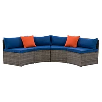 Ensemble modulaire de patio Parksville - Fini gris mélangé / Coussins bleu Oxford 5pc