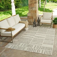 Tapis d'interieur exterieur abstrait Rug Branch Maise, beige creme, moderne - Entree, couloir, salle de bain et cuisine