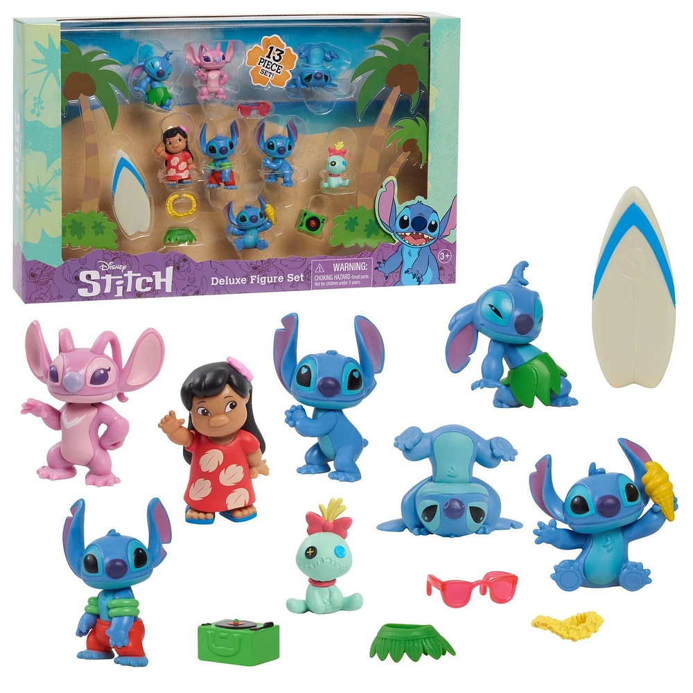 Coffret de figurines de luxe Lilo & Stitch de Disney, coffret de 13 figurines