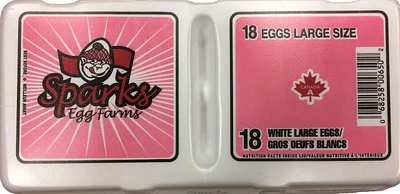 Sparks Large White Eggs, 18 Count