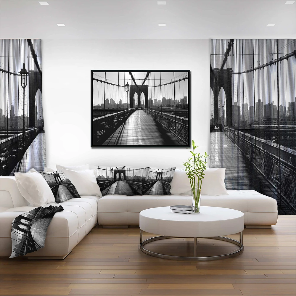 Design Art Dark Brooklyn Bridge Framed Canvas Art Print