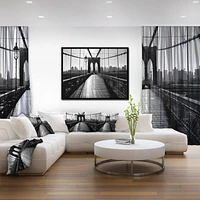 Design Art Dark Brooklyn Bridge Framed Canvas Art Print