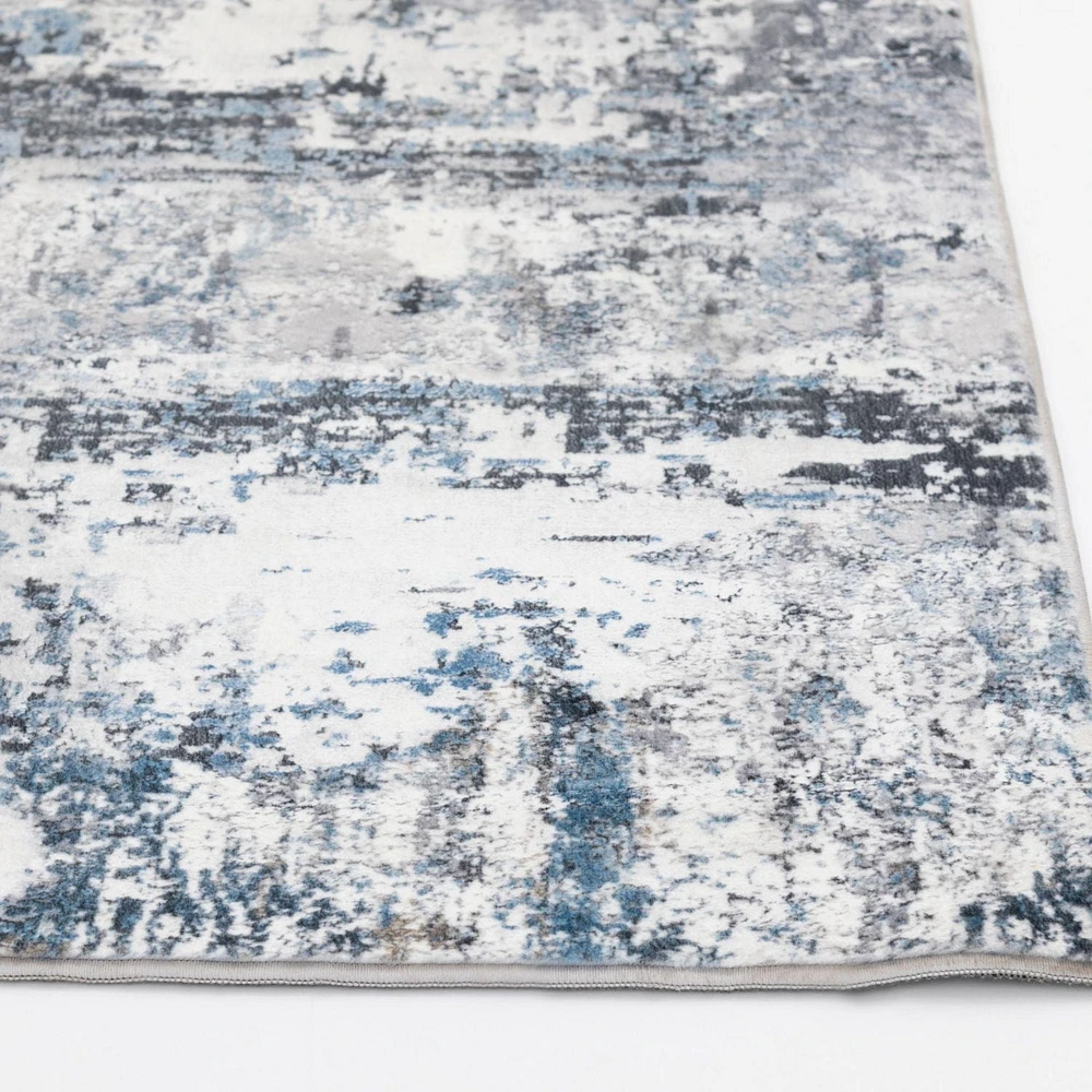 Banburry Ocean Blue and Grey Woven Area Rug