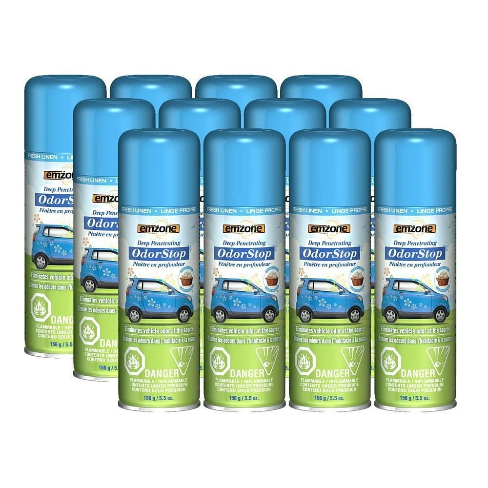 emzone OdorStop Odour Treatment – Fresh Linen, 156g/5.5oz - Case of 12