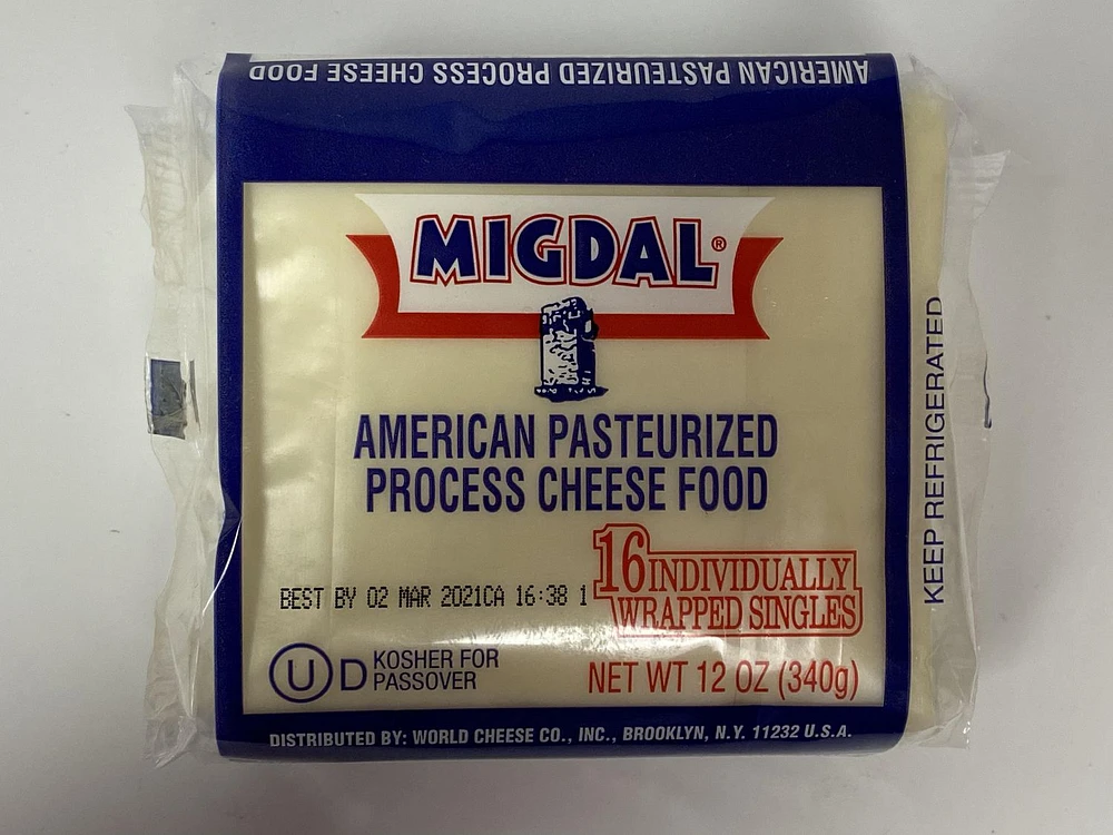 MIGDAL American Pasteurized Process Cheese Food, Migdal 16 Slice White cheese