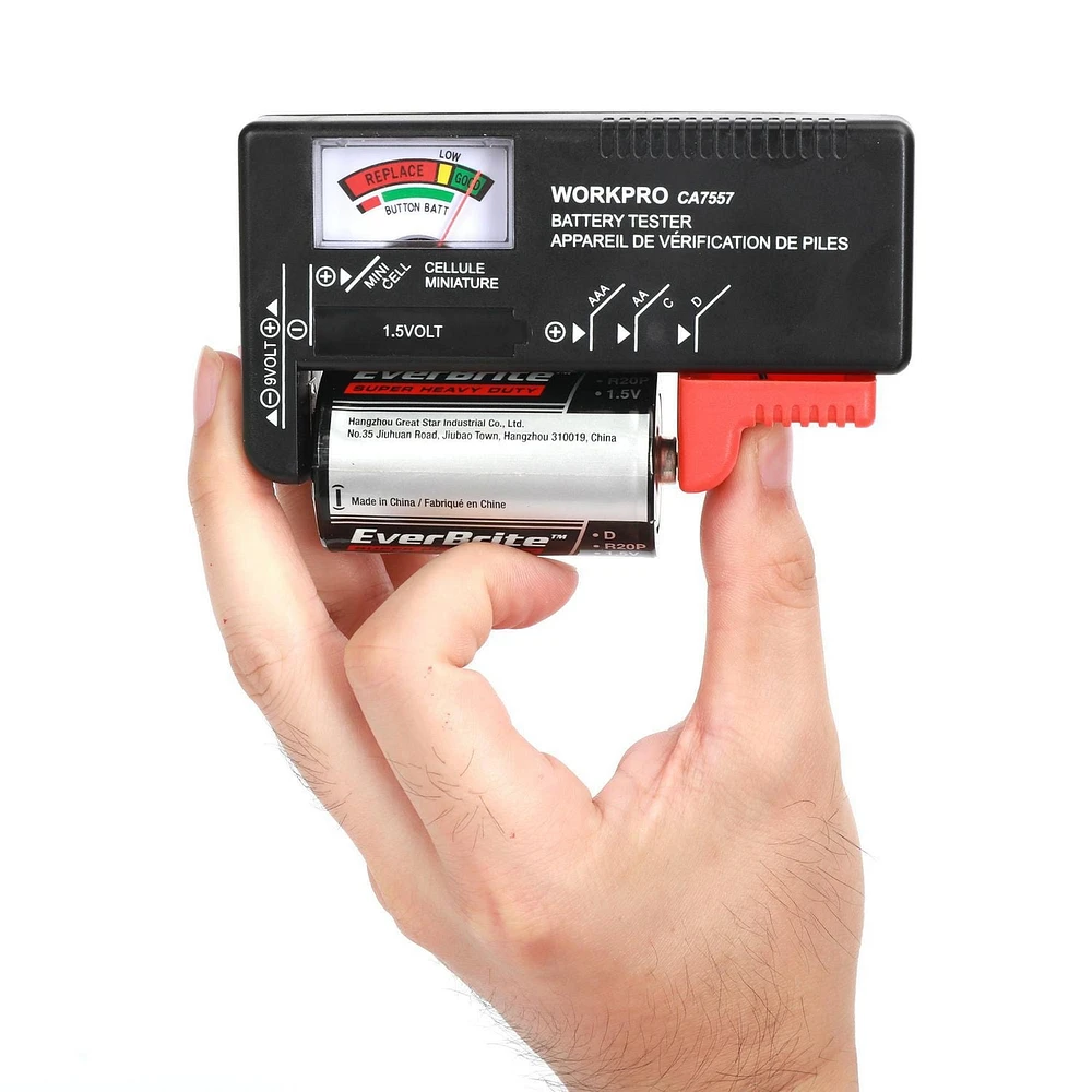 WorkPro Battery Tester, Test AA AAA C D 9V 1.5V