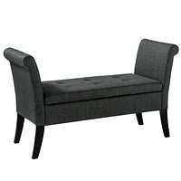 Banc de rangement Antonio avec bras en volute, gris foncé