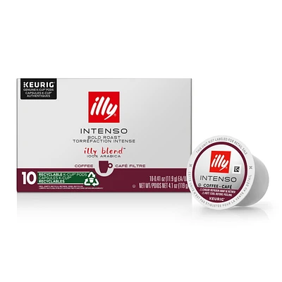 illy K-Cup Coffee Pods Intenso Bold Roast for Keurig Brewers, 10 Ct, • Convenient single-serve format • Sourced from the finest 100% Arabica coffee beans • Intense, full-flavored taste