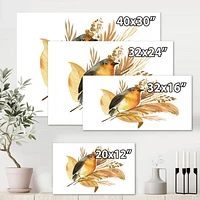 Designart Robin Bird et fleurs d'automne Art mural sur toile