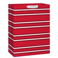 Très grand sac-cadeau Hallmark de 20 po (rayures rouges et blanches, paillettes) pour Noël, les anniversaires et plus encore.