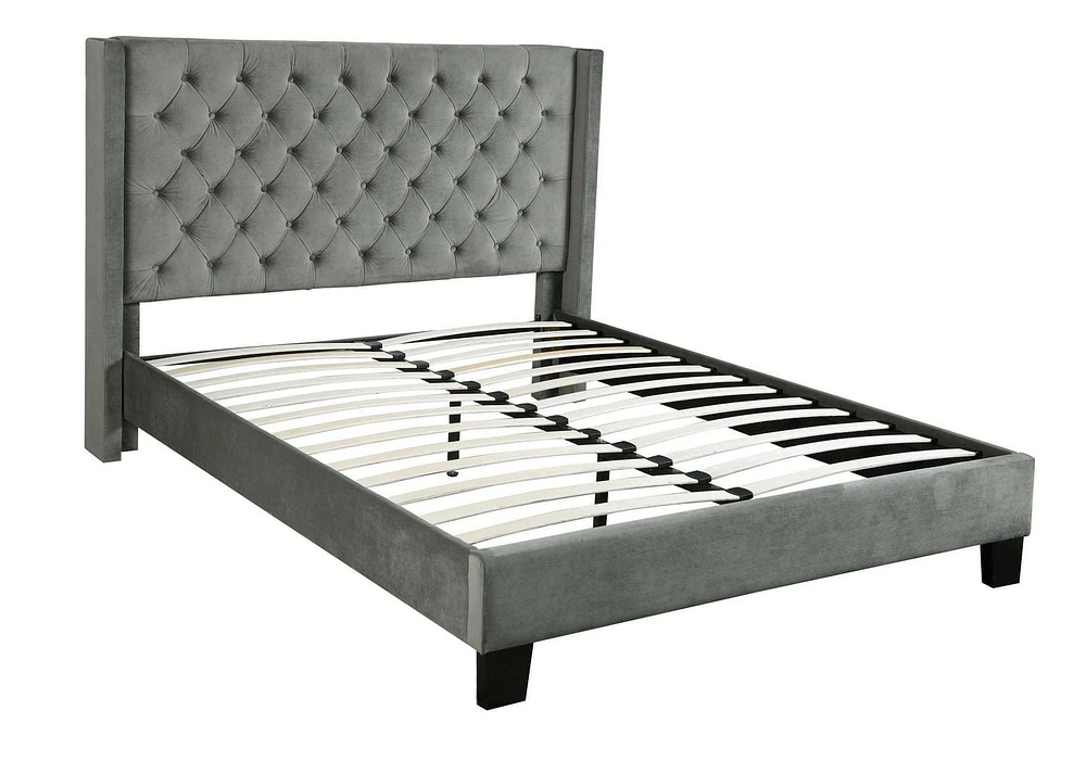 Natalia Queen Size Platform Bed, Grey