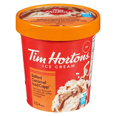 Tim Hortons Salted Caramel Iced Cappuccino Ice Cream 500mL, Made with 100% Canadian Dairy