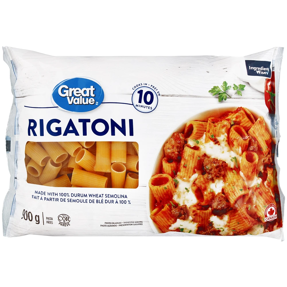 Great Value Rigatoni Pasta, 900 g