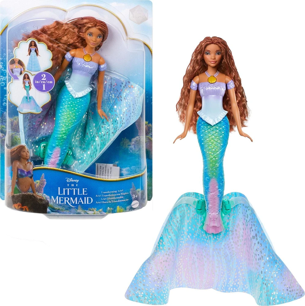 Poupée mode Ariel Transformable La Petite Sirène de Disney, transformation d’humaine en sirène, jouets inspirés du film Âges 3+