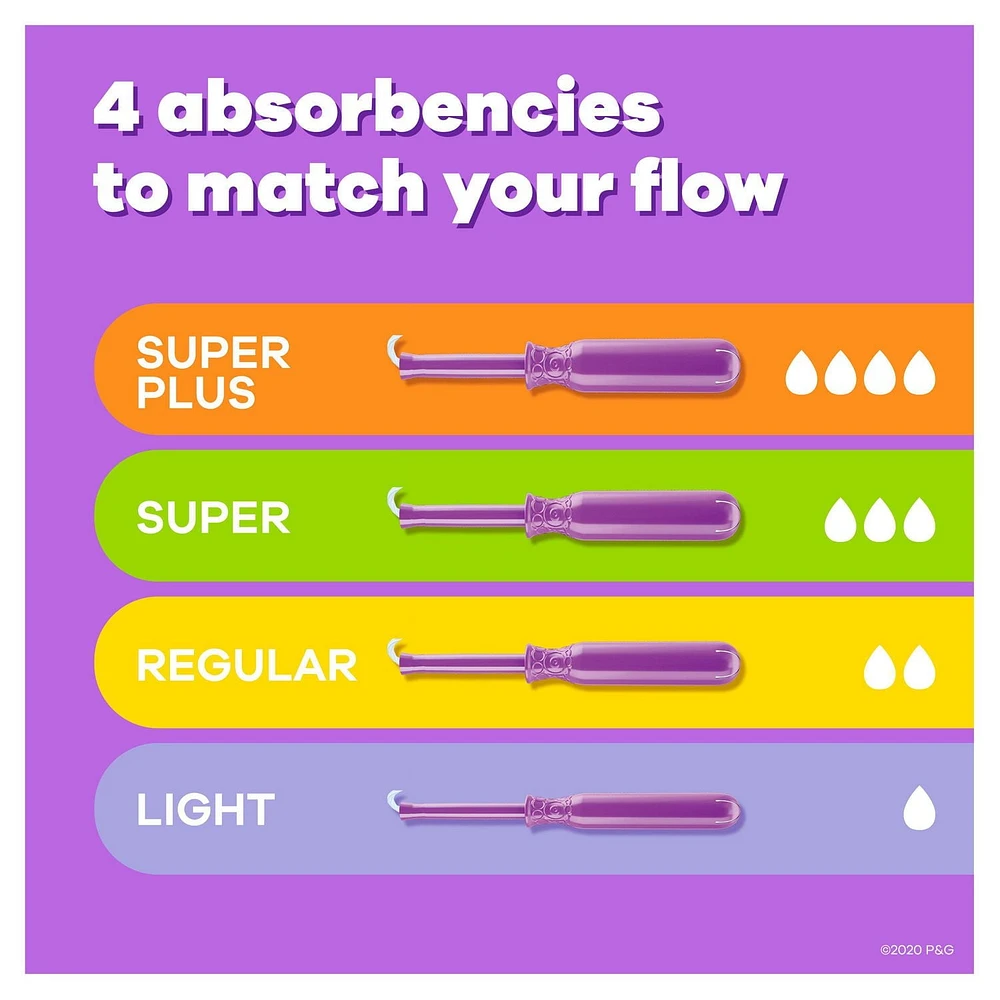Tampax Radiant Tampons Multipack, with LeakGuard Braid, Regular/Super Absorbency, Unscented, 28CT