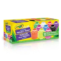 10 pots de peinture lavable - Couleurs néons 10 bouteilles de peinture