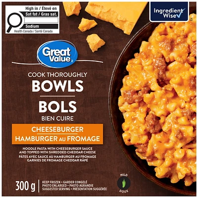 Great Value Cheeseburger Bowl, 300 g