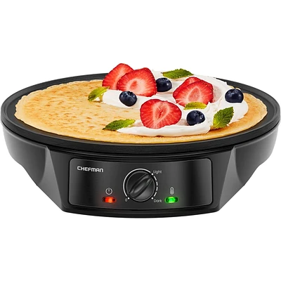 Crêpière et gril électrique Chefman, poêle à griller antiadhésive, surface de 12 po (30 cm), noir Crêpière électrique