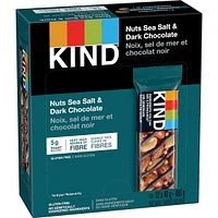 KIND Barres Noix, sel de mer et chocolat noir, 40 g, boîte de 12 unités Paquet de 12 barres d'écrous KIND